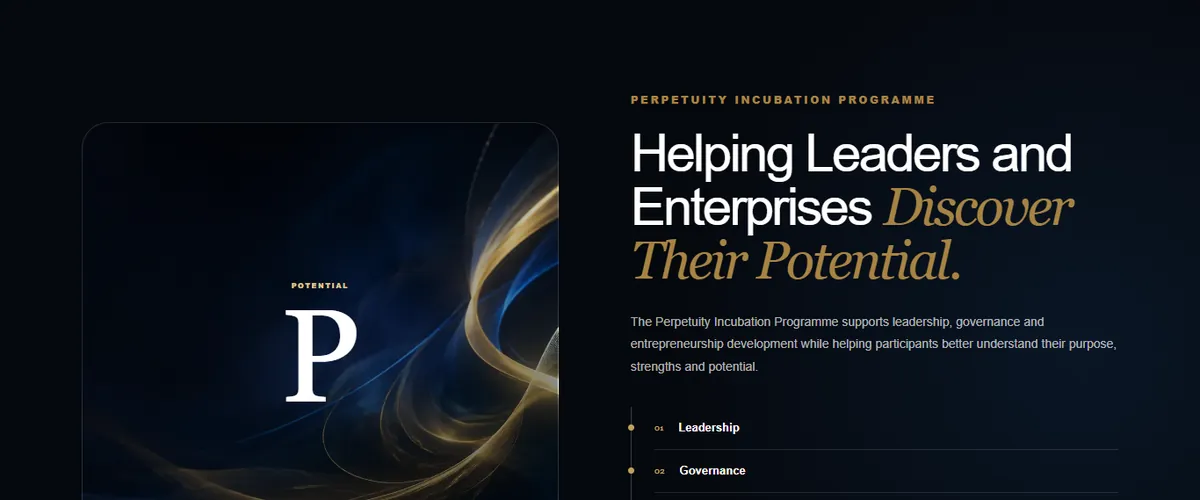 Program section: a dark panel with numbered benefits and its own inquiry button.
